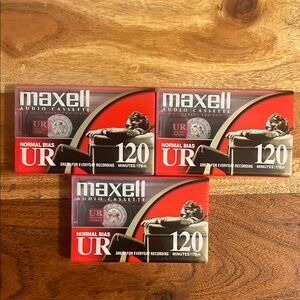 New 3 Maxell Audio Cassette Tapes 120 Minutes
